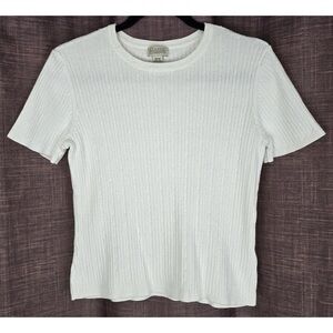 Classic Elements White Short Sleeve Knit Top